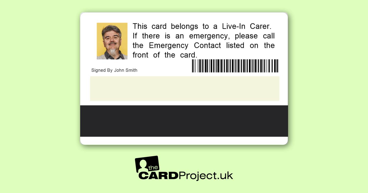 Live In Carer ID Card Premium (REAR)